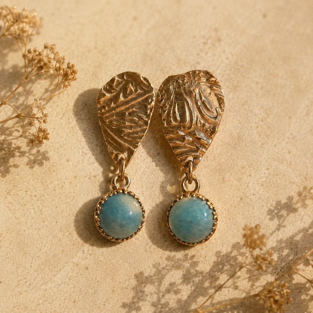 Sterling silver teardrop earrings with Turquoise dangly stones