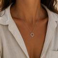 Circle of life with a shining light sterling silver pendant with CZ