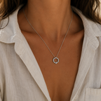Circle of life with a shining light sterling silver pendant with CZ