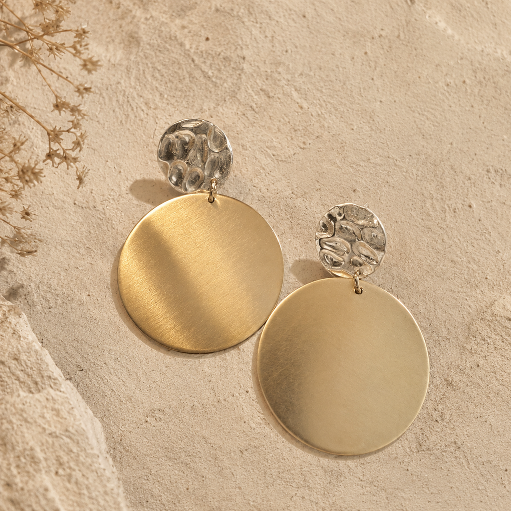 Sterling silver & Brass statement earrings
