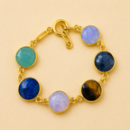 Multi semi precious stones bracelet in gold filled
