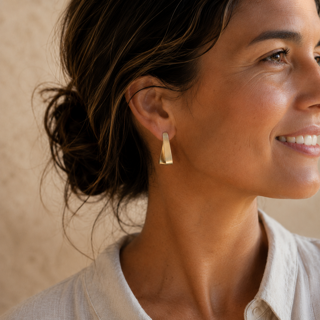Brass & Silver Posts Earrings