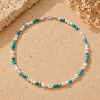 Pearls, silver and Turquoise necklace