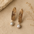 Pearl and Brass Earrings