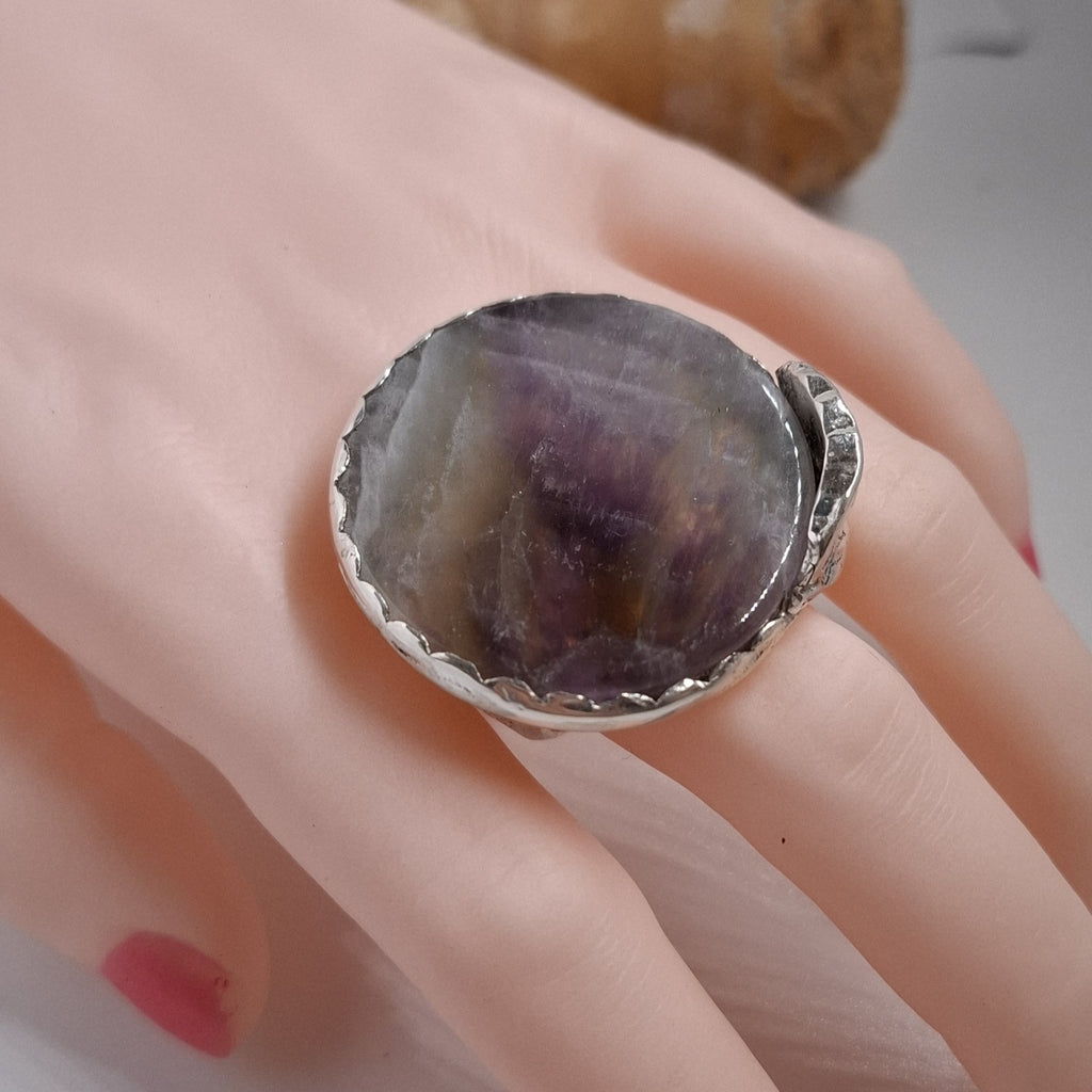 Handmade statement ring in sterling silver with Amethyst Size P