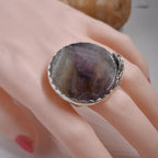 Handmade statement ring in sterling silver with Amethyst Size P