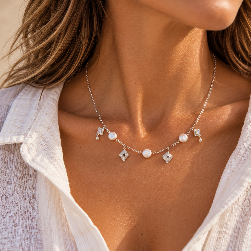 Repurposed vintage silver & gemstone necklace