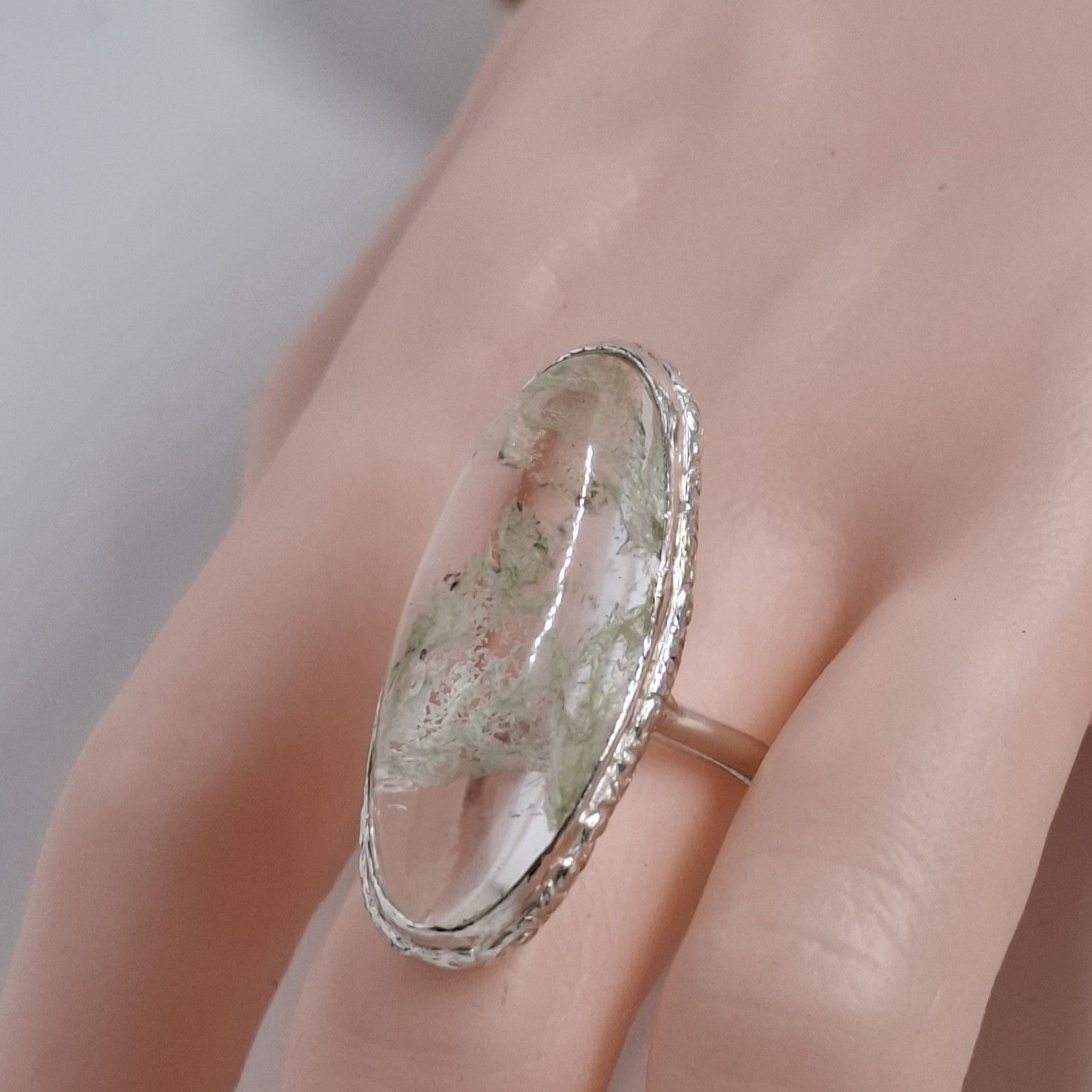 Handmade Statement Ring with Dendritic Agate set in sterling silver