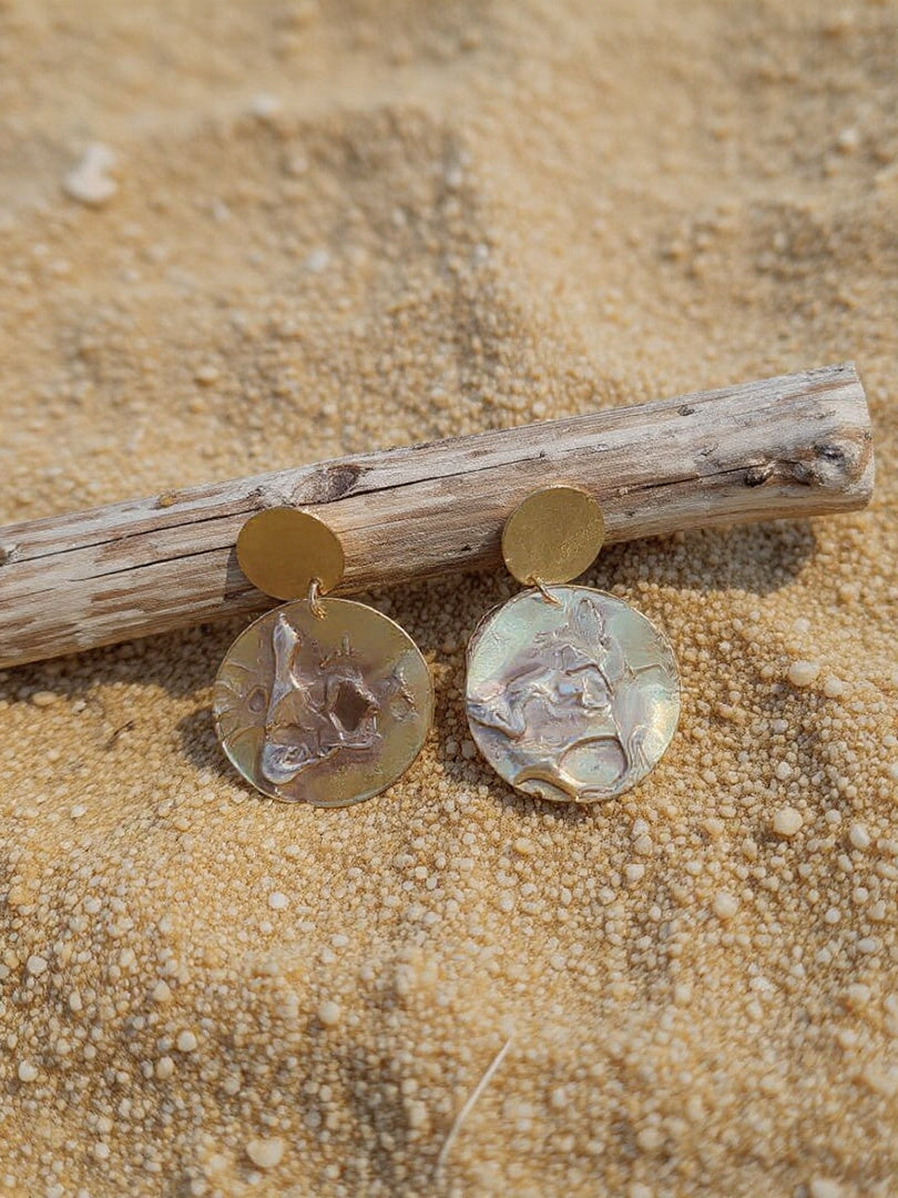 Distressed Treated Brass Earrings