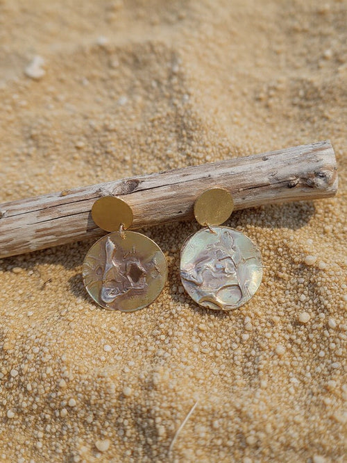 Distressed Treated Brass Earrings