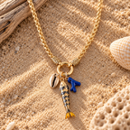 Long thicker stainless steel pendant with enamel fish