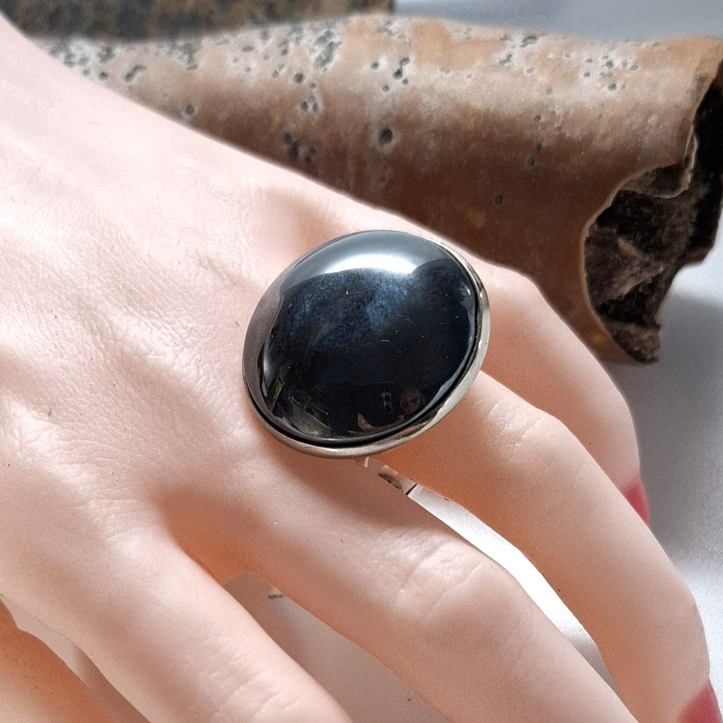 Hematite in Sterling silver Ring size R