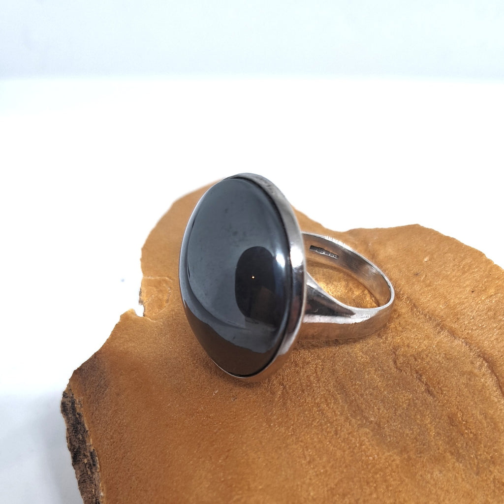 Hematite in Sterling silver Ring size R