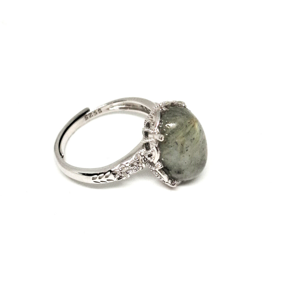 Oval Labradorite set in silver FREE SIZE