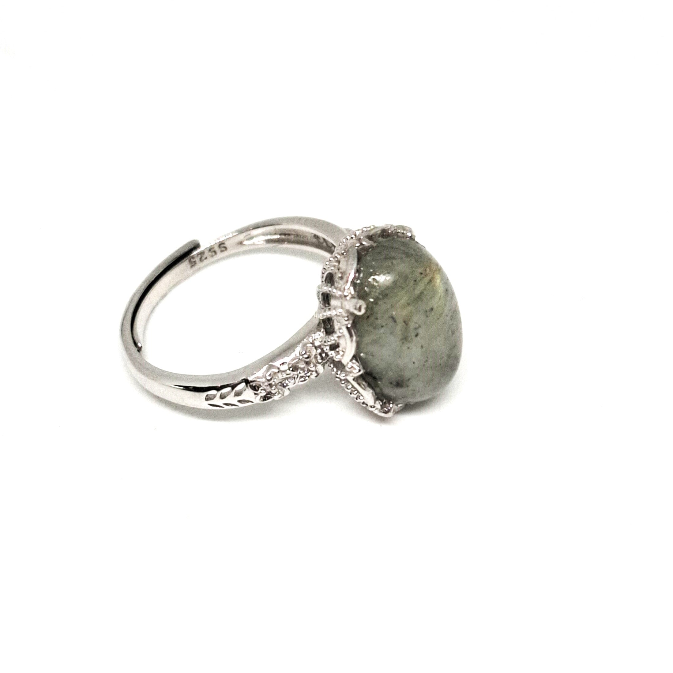 Oval Labradorite set in silver FREE SIZE