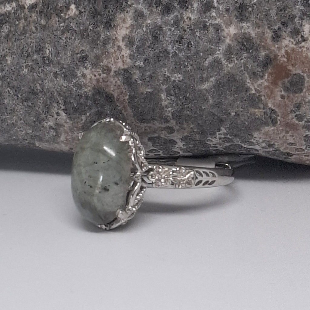 Oval Labradorite set in silver FREE SIZE