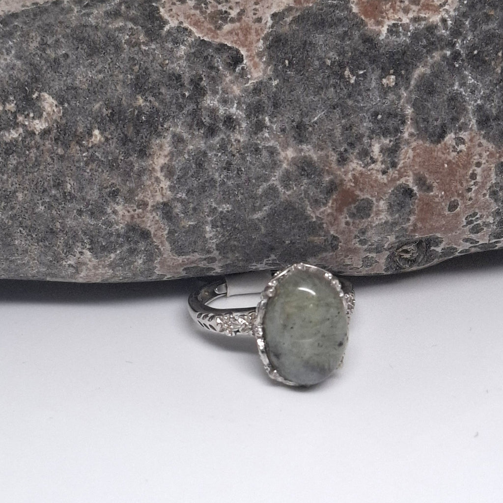 Oval Labradorite set in silver FREE SIZE