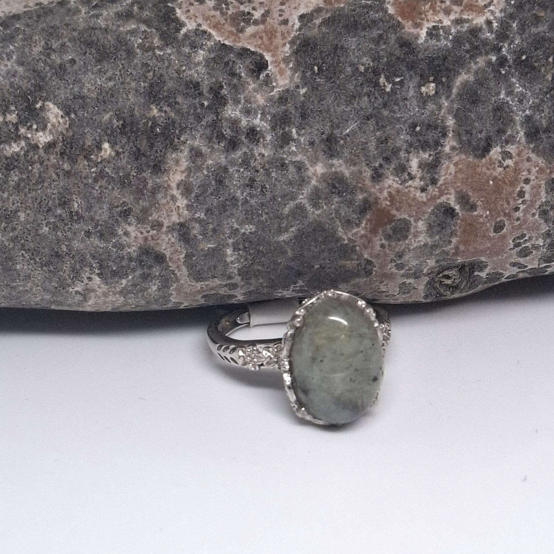 Oval Labradorite set in silver FREE SIZE