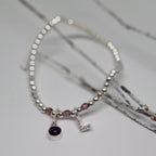 Personalised Birthstone & Initial Bracelet in Sterling Silver