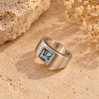 Aquamarine Sterling Silver Ring, Size K