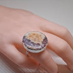 Snakeskin Agate set in Sterling silver ring size L