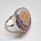 Snakeskin Agate set in Sterling silver ring size L