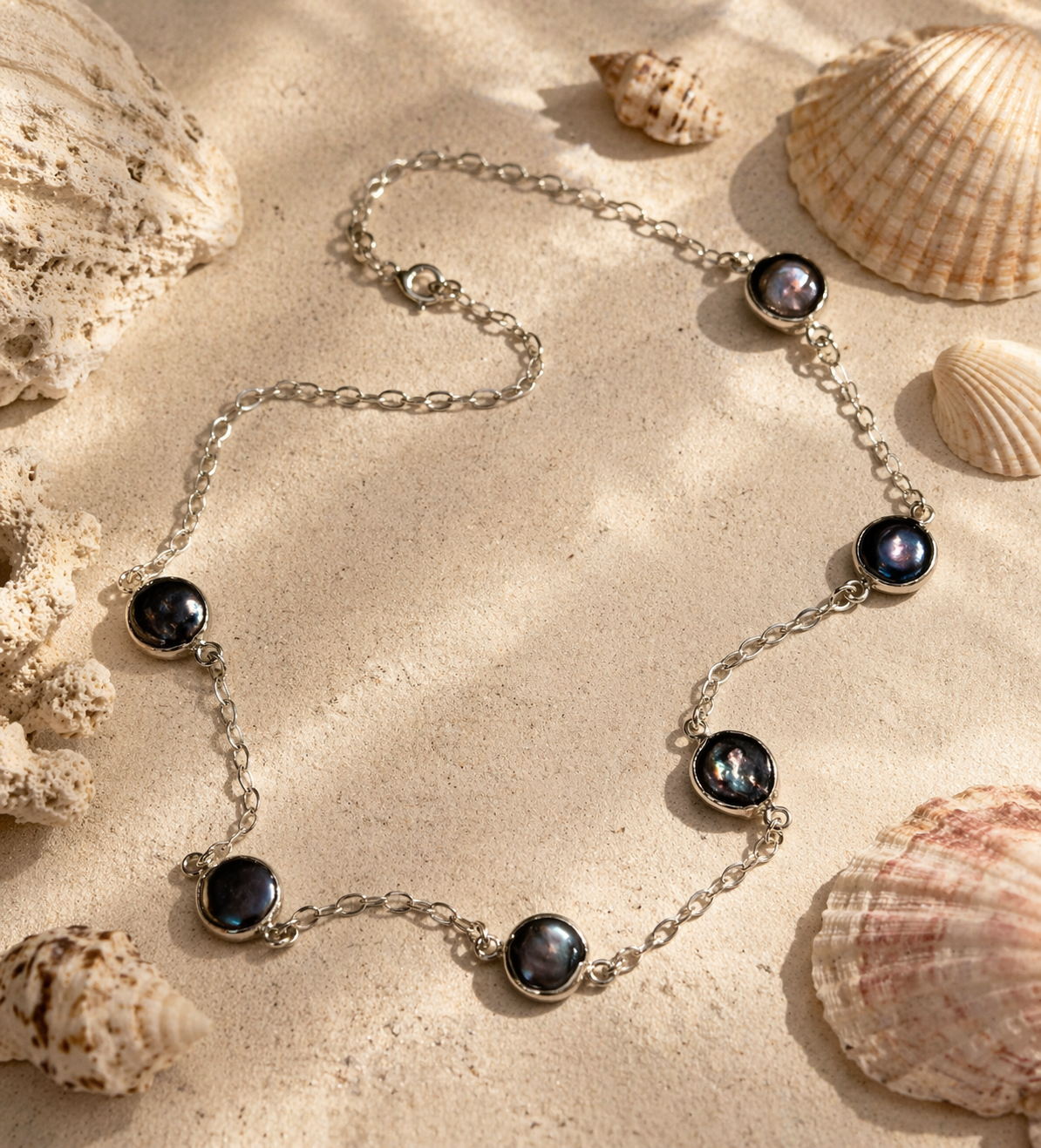 Pearls and sterling silver necklace