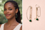 Green Jade Drop Earrings in Sterling Silver & 9ct Gold