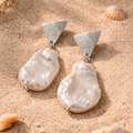 Pearl earrings on circles or triangles- you choose