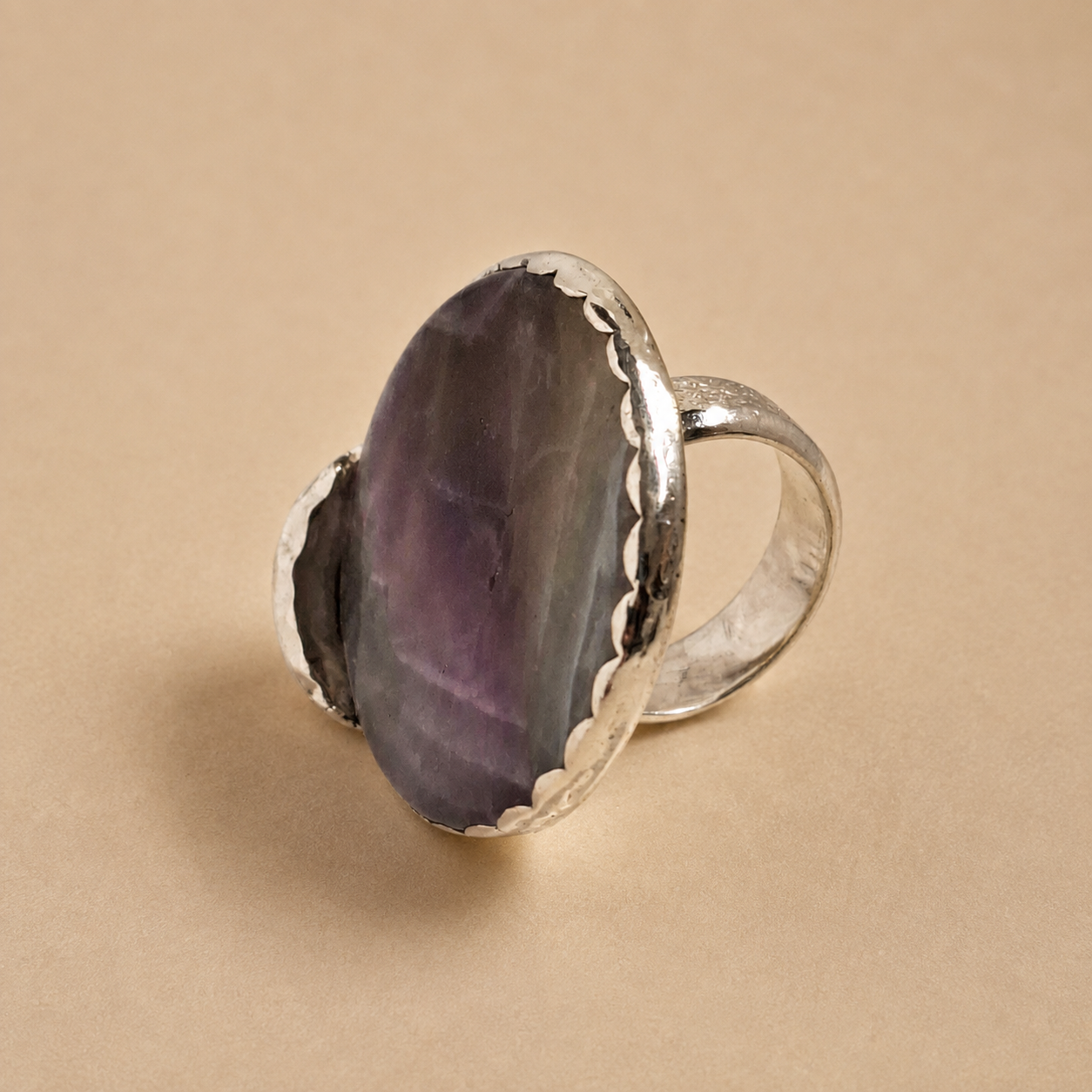 Handmade statement ring in sterling silver with Amethyst