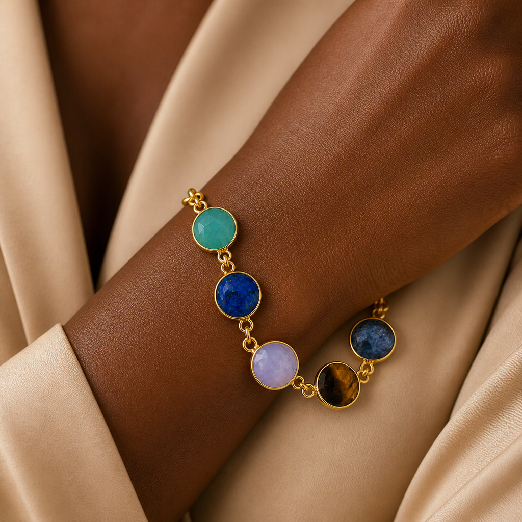 Multi semi precious stones bracelet in gold filled