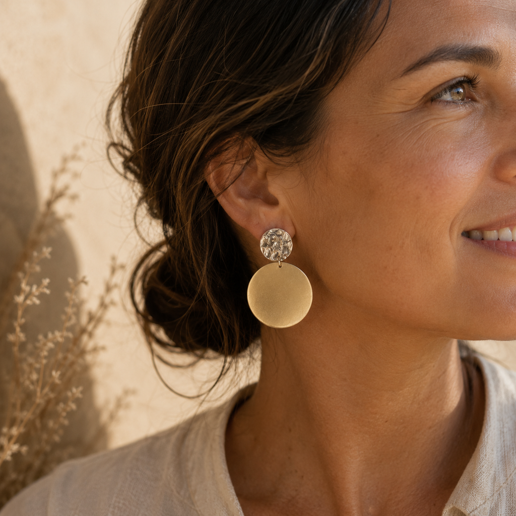 Sterling silver & Brass statement earrings