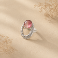 Watermelon Quartz in sterling silver ring