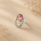 Watermelon Quartz in sterling silver ring