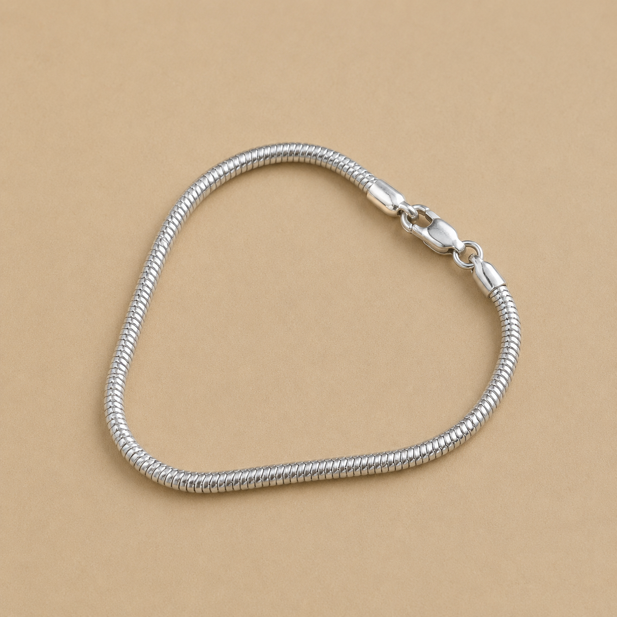 Thick sterling silver snake bracelet