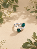 Sterling silver ring with green Jade stones