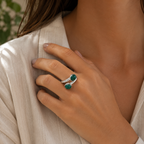 Sterling silver ring with green Jade stones