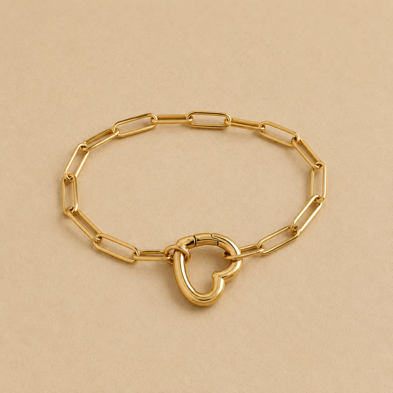 Stainless steel bracelet with a heart clasp