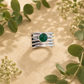 Sterling silver ring with green Jade stone