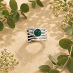 Sterling silver ring with green Jade stone