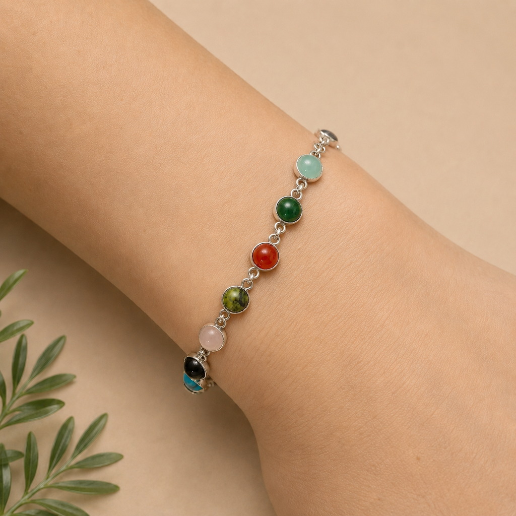 Multi stone bracelet in sterling silver