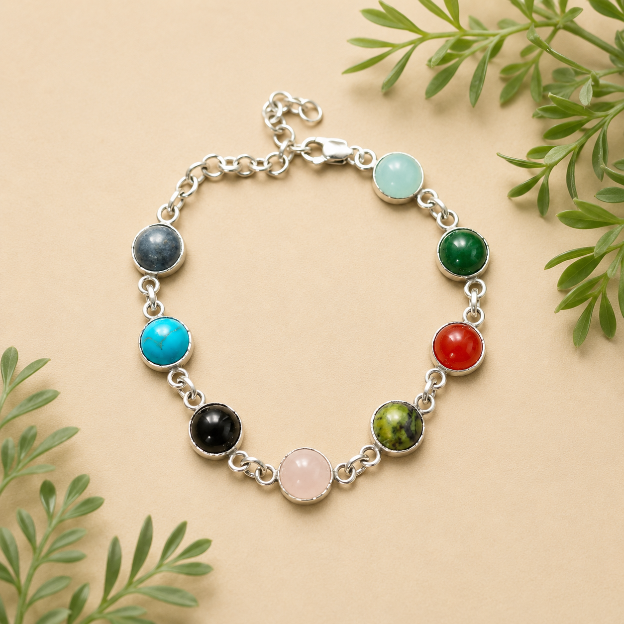 Multi stone bracelet in sterling silver